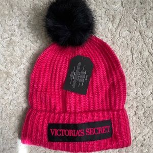 pink victorias secret beanie